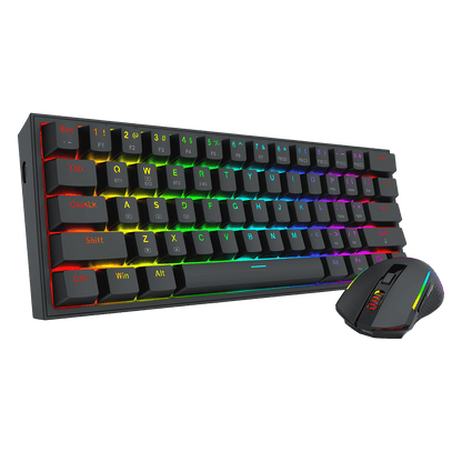 Redragon S144 Gaming Keyboard & Mouse Combo, 60% K617 Tri-Mode Wireless RGB Mechanical Keyboard and 7200 DPI Wireless Gaming Mouse Bundle, Convenient Shared Dongle
