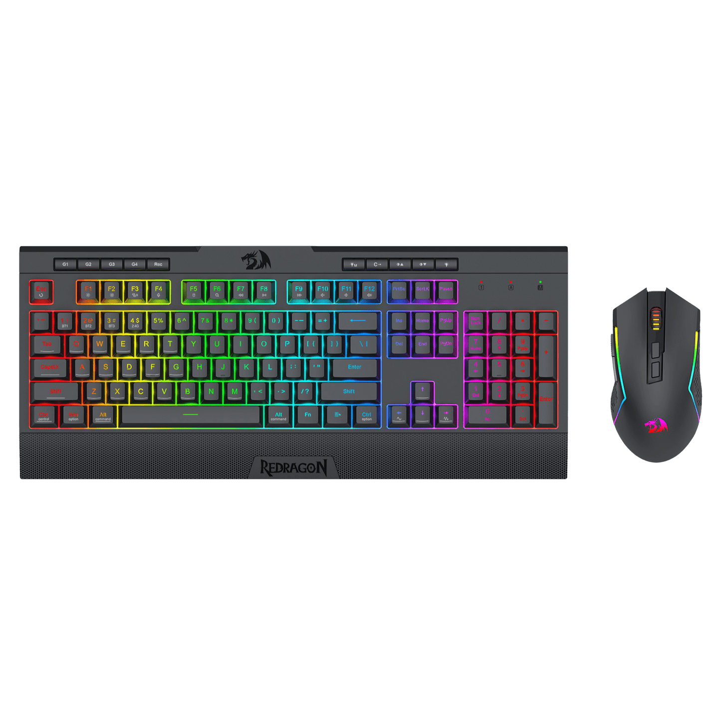 Redragon S151 PRO 3-Mode Wilreess Gaming Keyboard & Mouse Combo, 104 Keys K525 RGB Membrane Keyboard and 10000 DPI M616 Gaming Mouse Bundle