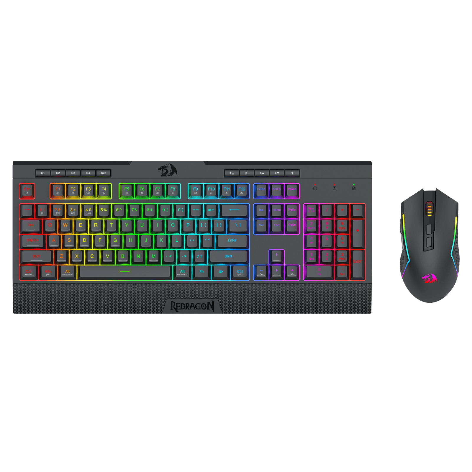 Redragon S151 PRO 3-Mode Wilreess Gaming Keyboard & Mouse Combo, 104 Keys K525 RGB Membrane Keyboard and 10000 DPI M616 Gaming Mouse Bundle