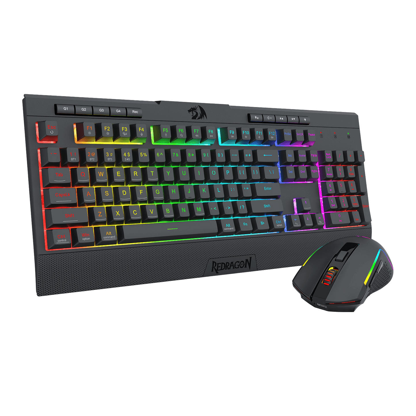 Redragon S151 PRO 3-Mode Wilreess Gaming Keyboard & Mouse Combo, 104 Keys K525 RGB Membrane Keyboard and 10000 DPI M616 Gaming Mouse Bundle