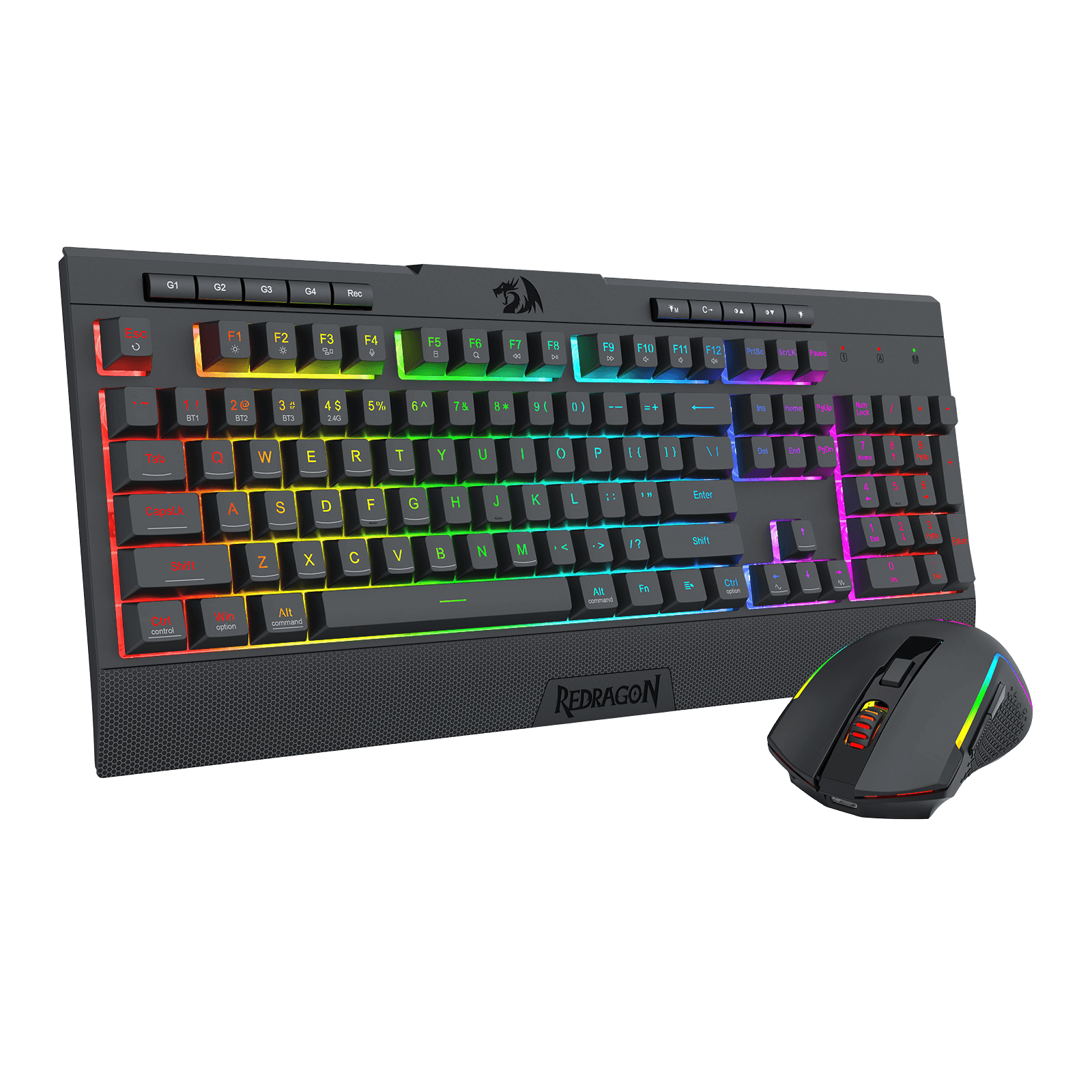 Redragon S151 PRO 3-Mode Wilreess Gaming Keyboard & Mouse Combo, 104 Keys K525 RGB Membrane Keyboard and 10000 DPI M616 Gaming Mouse Bundle