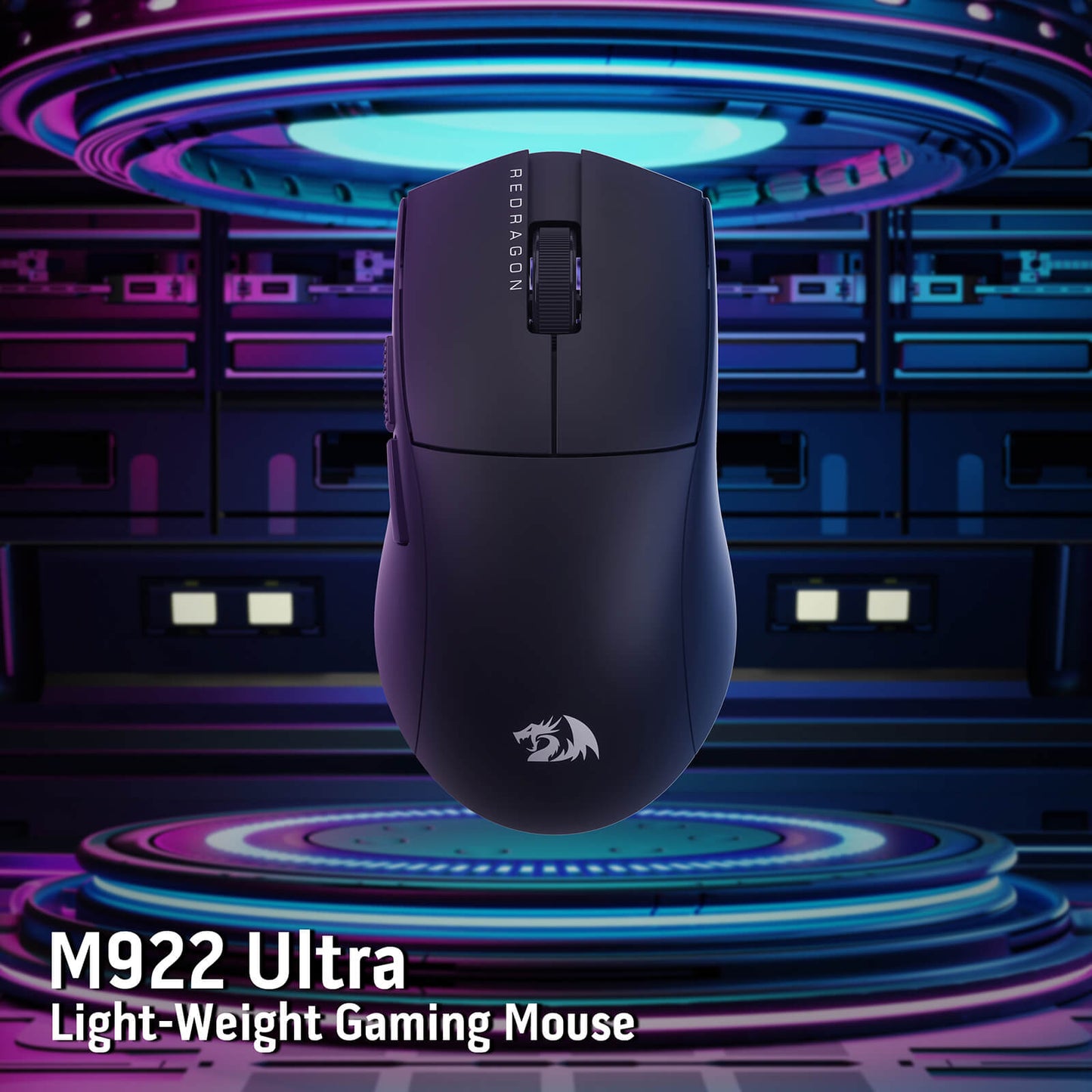 Redragon M922 PRO wireless gaming mouse featuring an ultra-light 51g ergonomic design, 3 connection modes (Bluetooth, 2.4GHz, wired), 26,000 DPI sensor, and customizable buttons for competitive gaming
