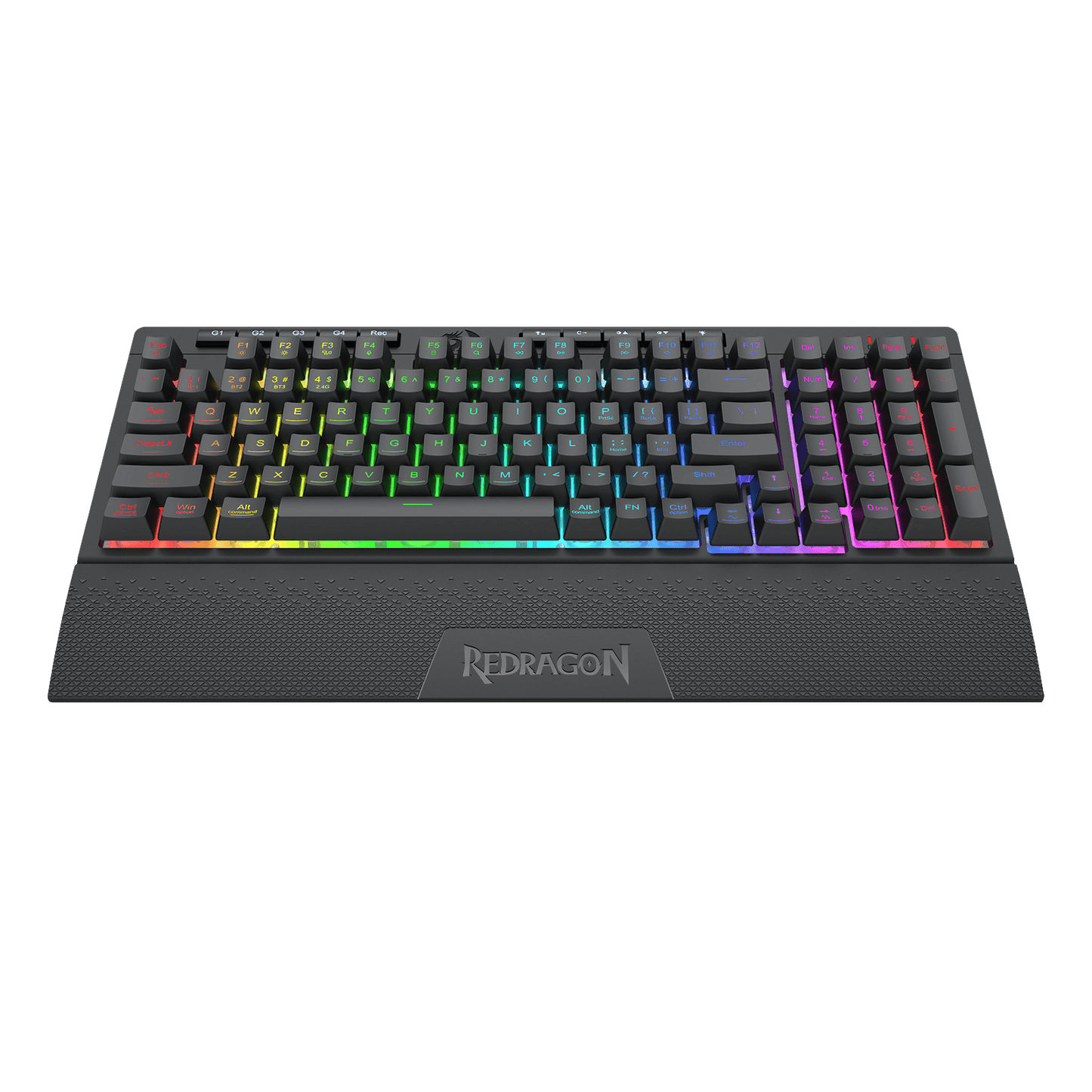 Redragon K515 SHIVA RGB Membrane Gaming Keyboard, 98 Keys Mechanical-Feel Keyboard w/Smooth Linear Switch, On-Board Macro & Dedicated Multimedia Keys, Detachable Wrist Rest, Software Supported