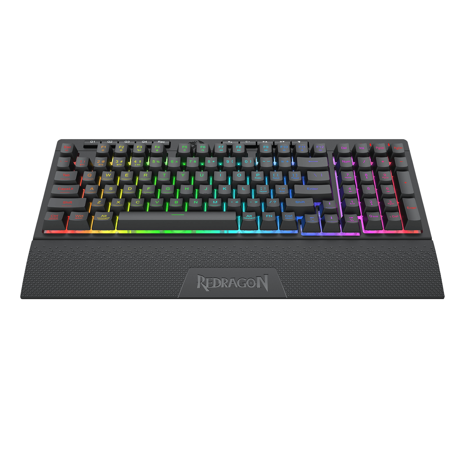 Redragon K515 SHIVA RGB Membrane Gaming Keyboard, 98 Keys Mechanical-Feel Keyboard w/Smooth Linear Switch, On-Board Macro & Dedicated Multimedia Keys, Detachable Wrist Rest, Software Supported