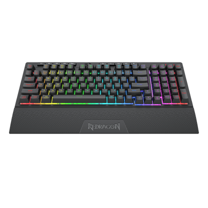 Redragon K515 SHIVA RGB Membrane Gaming Keyboard, 98 Keys Mechanical-Feel Keyboard w/Smooth Linear Switch, On-Board Macro & Dedicated Multimedia Keys, Detachable Wrist Rest, Software Supported