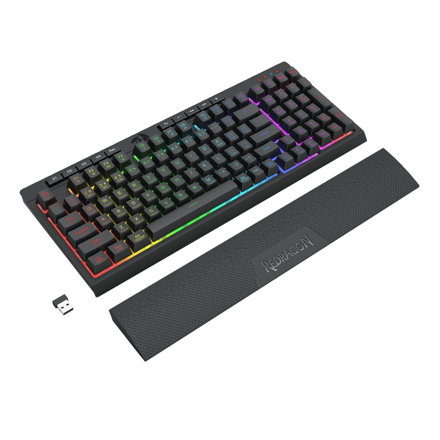 Redragon K515 SHIVA RGB Membrane Gaming Keyboard, 98 Keys Mechanical-Feel Keyboard w/Smooth Linear Switch, On-Board Macro & Dedicated Multimedia Keys, Detachable Wrist Rest, Software Supported