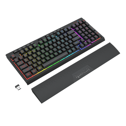 Redragon K515 SHIVA RGB Membrane Gaming Keyboard, 98 Keys Mechanical-Feel Keyboard w/Smooth Linear Switch, On-Board Macro & Dedicated Multimedia Keys, Detachable Wrist Rest, Software Supported