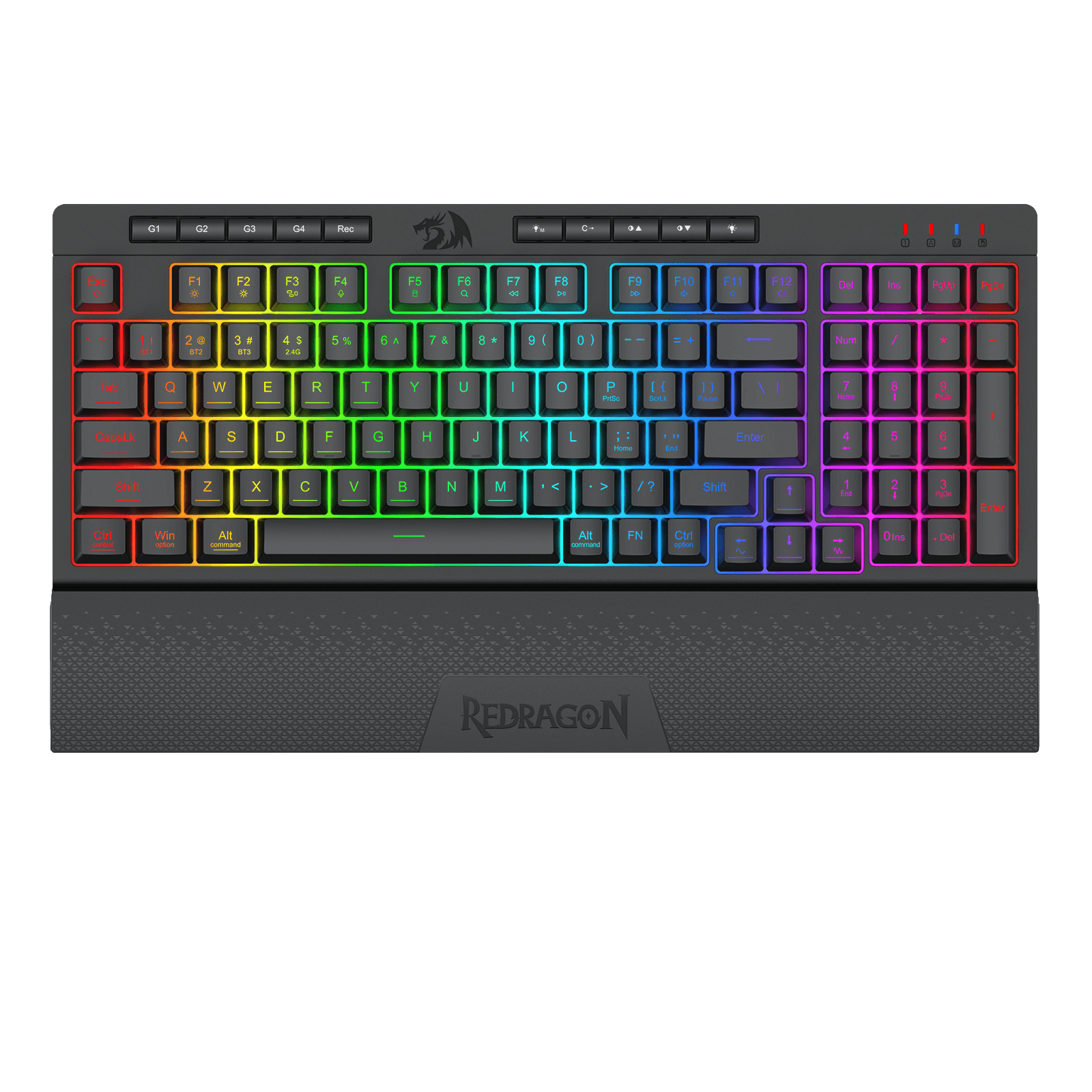 Redragon K515 SHIVA RGB Membrane Gaming Keyboard, 98 Keys Mechanical-Feel Keyboard w/Smooth Linear Switch, On-Board Macro & Dedicated Multimedia Keys, Detachable Wrist Rest, Software Supported