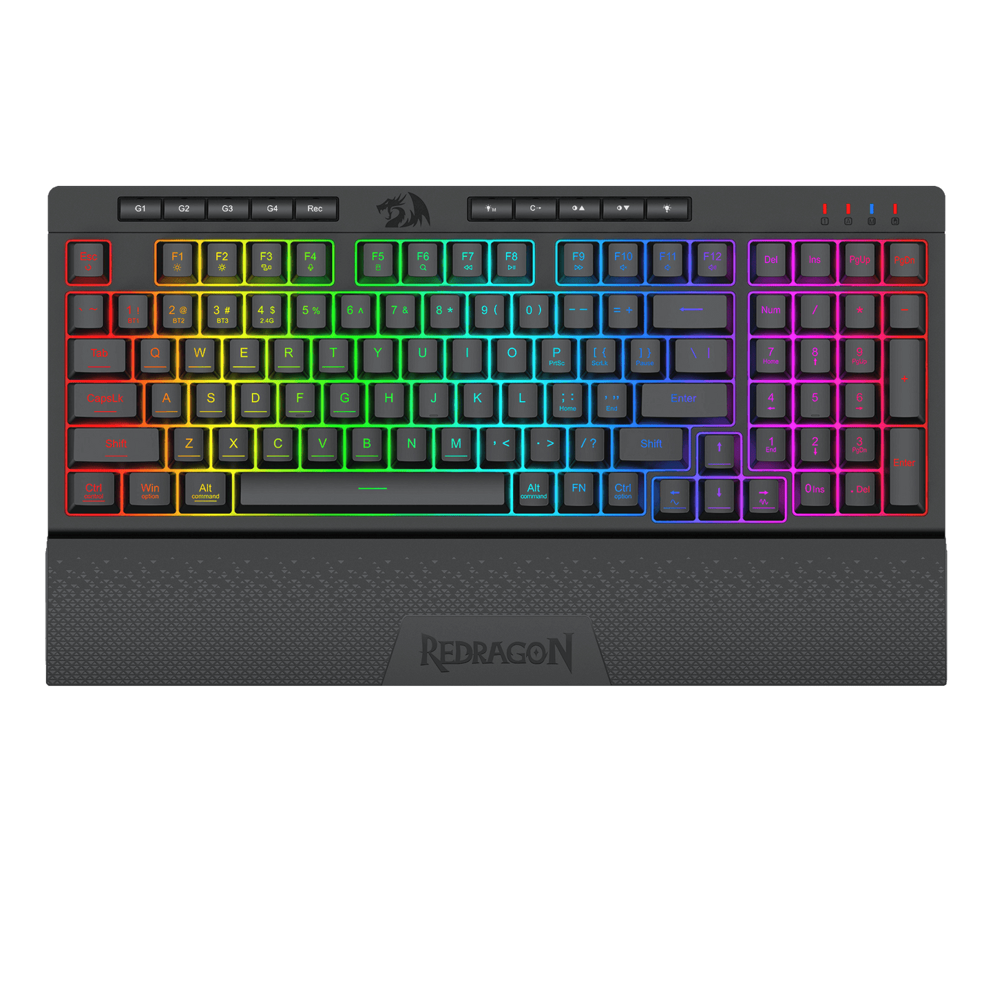 Redragon K515 SHIVA RGB Membrane Gaming Keyboard, 98 Keys Mechanical-Feel Keyboard w/Smooth Linear Switch, On-Board Macro & Dedicated Multimedia Keys, Detachable Wrist Rest, Software Supported