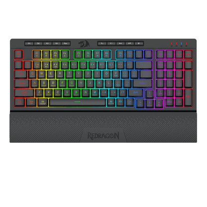 Redragon K515 SHIVA RGB Membrane Gaming Keyboard, 98 Keys Mechanical-Feel Keyboard w/Smooth Linear Switch, On-Board Macro & Dedicated Multimedia Keys, Detachable Wrist Rest, Software Supported