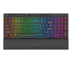 Redragon K515 SHIVA RGB Membrane Gaming Keyboard, 98 Keys Mechanical-Feel Keyboard w/Smooth Linear Switch, On-Board Macro & Dedicated Multimedia Keys, Detachable Wrist Rest, Software Supported