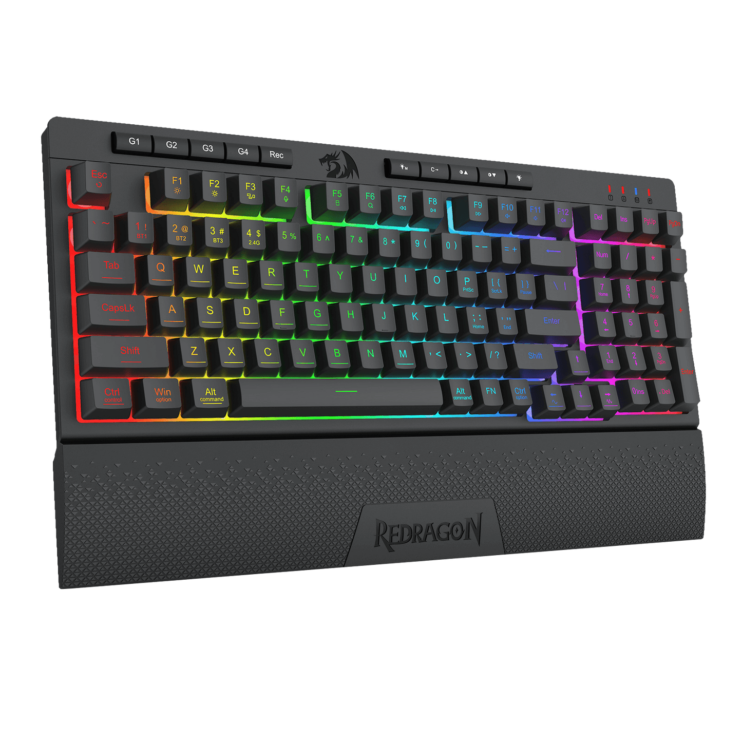 Redragon K515 SHIVA RGB Membrane Gaming Keyboard, 98 Keys Mechanical-Feel Keyboard w/Smooth Linear Switch, On-Board Macro & Dedicated Multimedia Keys, Detachable Wrist Rest, Software Supported