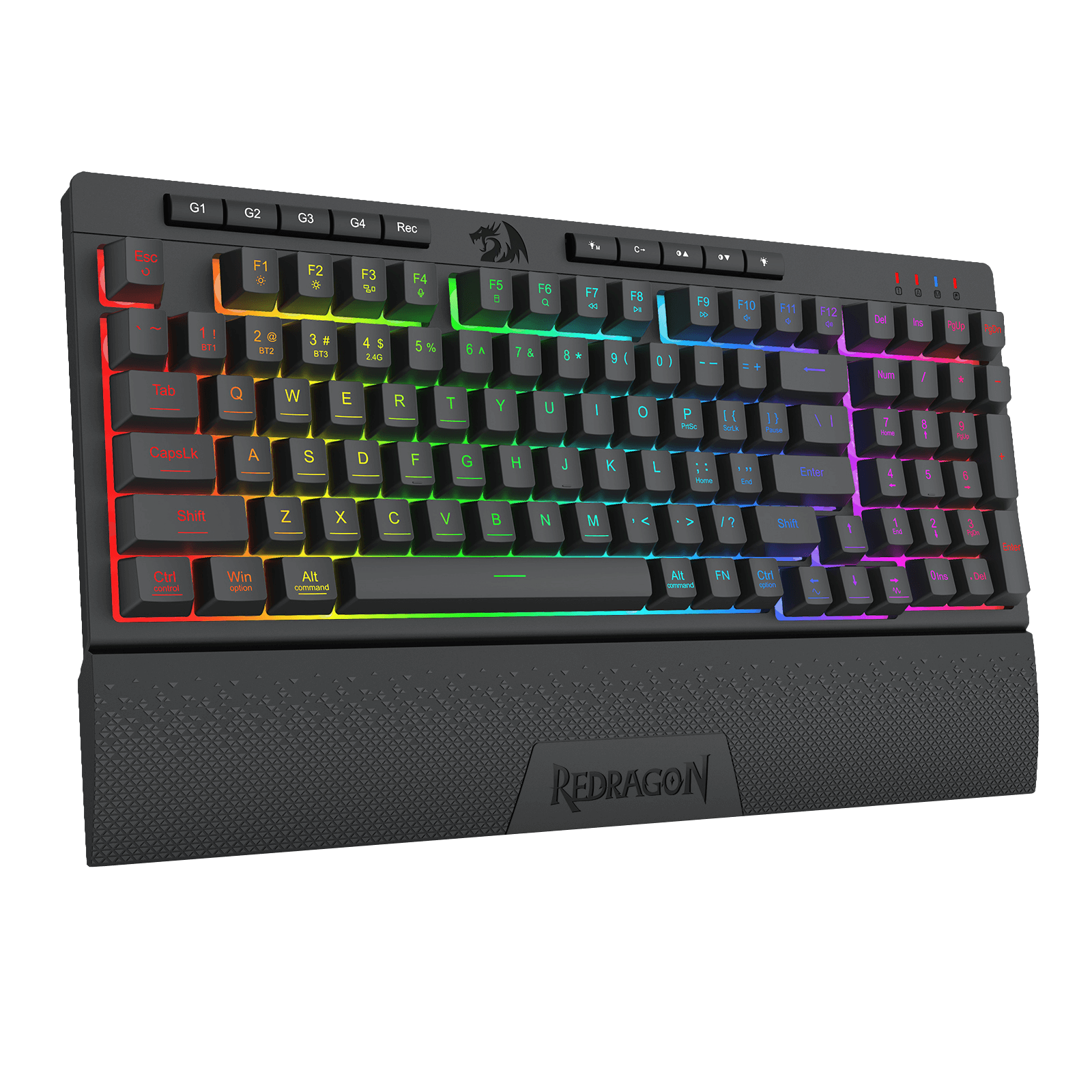 Redragon K515 SHIVA RGB Membrane Gaming Keyboard, 98 Keys Mechanical-Feel Keyboard w/Smooth Linear Switch, On-Board Macro & Dedicated Multimedia Keys, Detachable Wrist Rest, Software Supported