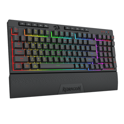 Redragon K515 SHIVA RGB Membrane Gaming Keyboard, 98 Keys Mechanical-Feel Keyboard w/Smooth Linear Switch, On-Board Macro & Dedicated Multimedia Keys, Detachable Wrist Rest, Software Supported