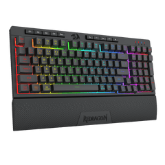 Redragon K515 SHIVA RGB Membrane Gaming Keyboard, 98 Keys Mechanical-Feel Keyboard w/Smooth Linear Switch, On-Board Macro & Dedicated Multimedia Keys, Detachable Wrist Rest, Software Supported