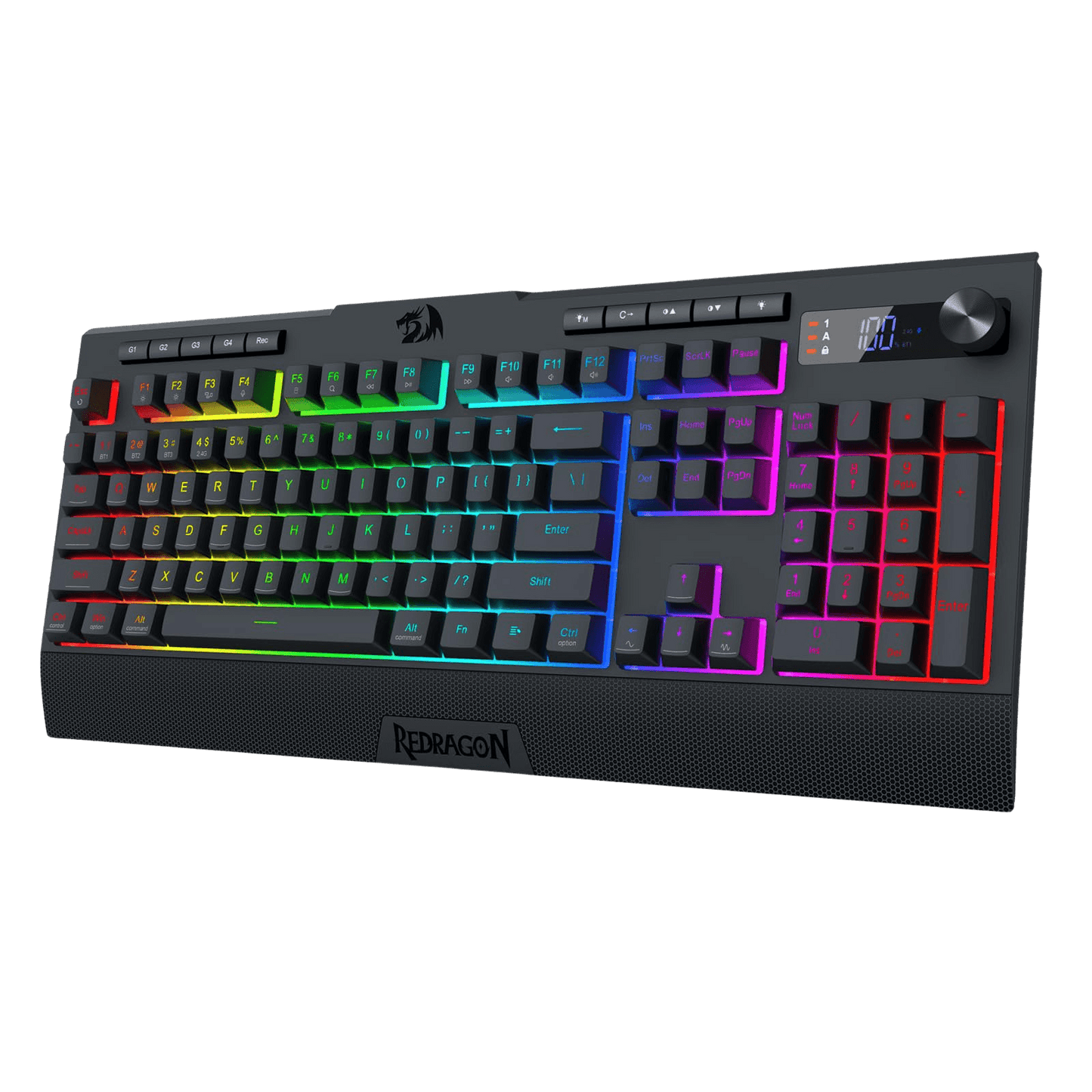 Redragon K525 PRO RGB Wireless Membrane Gaming Keyboard, Screen + Knob
3-Mode Linear Mechanical-Feel Switch, 4 Extra On-Board Macro Keys, Dedicated Media & Display Control, Ergonomic Wrist Rest