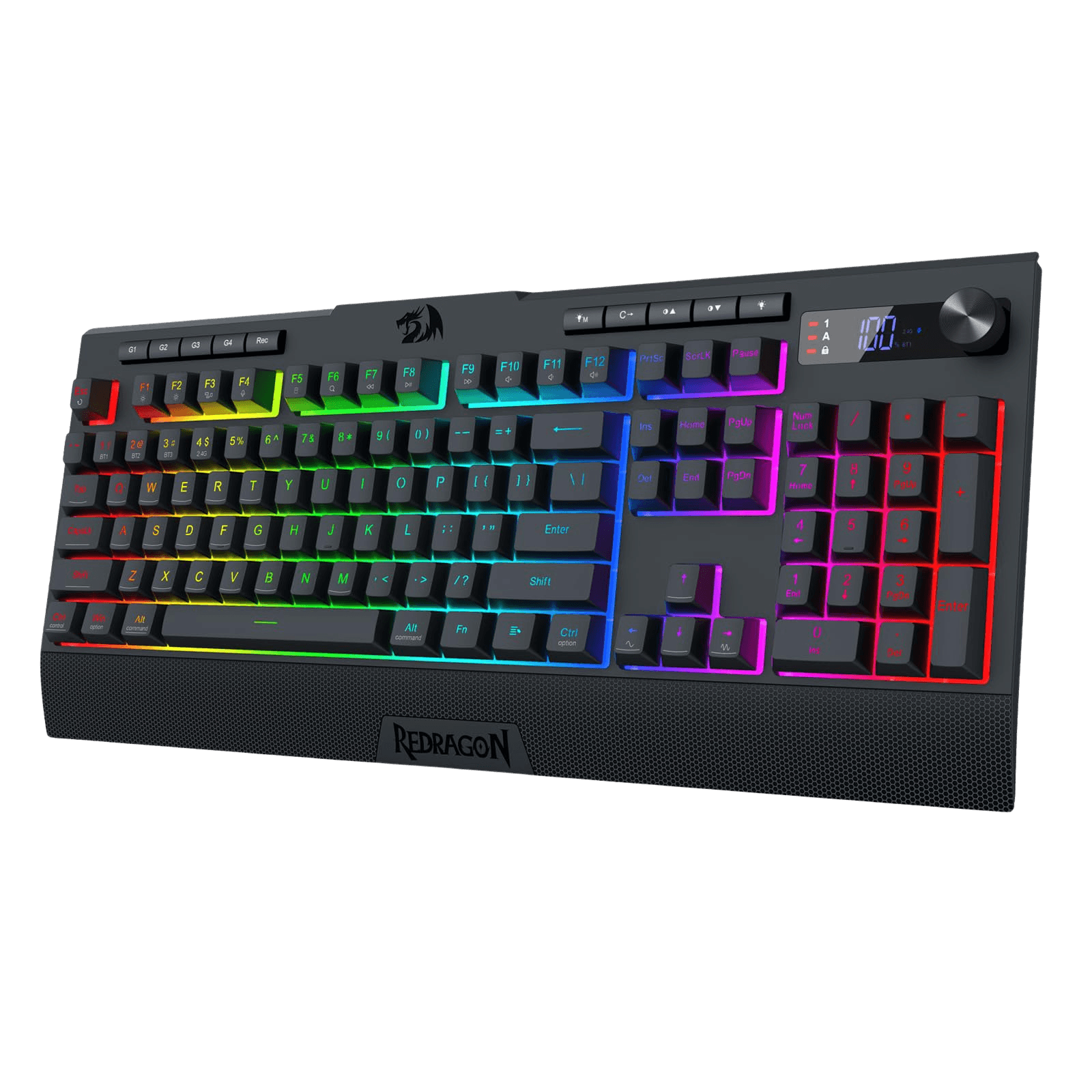 Redragon K525 PRO RGB Wireless Membrane Gaming Keyboard, Screen + Knob
3-Mode Linear Mechanical-Feel Switch, 4 Extra On-Board Macro Keys, Dedicated Media & Display Control, Ergonomic Wrist Rest
