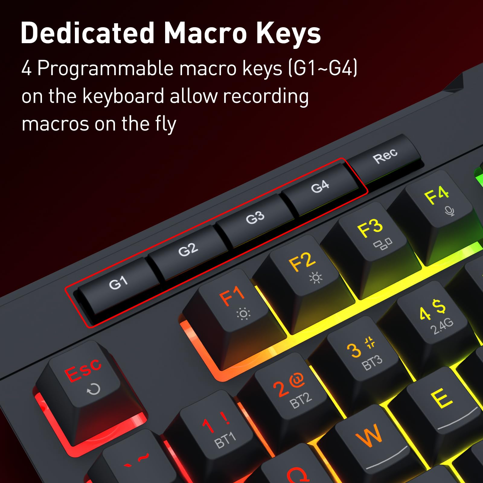 Redragon K525 PRO RGB Wireless Membrane Gaming Keyboard, Screen + Knob
3-Mode Linear Mechanical-Feel Switch, 4 Extra On-Board Macro Keys, Dedicated Media & Display Control, Ergonomic Wrist Rest