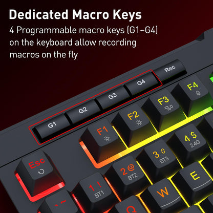 Redragon K525 PRO RGB Wireless Membrane Gaming Keyboard, Screen + Knob
3-Mode Linear Mechanical-Feel Switch, 4 Extra On-Board Macro Keys, Dedicated Media & Display Control, Ergonomic Wrist Rest