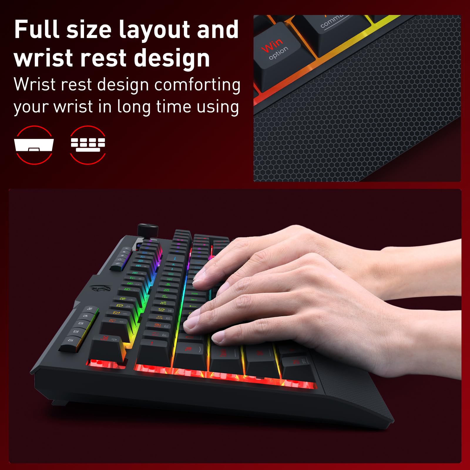 Redragon K525 PRO RGB Wireless Membrane Gaming Keyboard, Screen + Knob
3-Mode Linear Mechanical-Feel Switch, 4 Extra On-Board Macro Keys, Dedicated Media & Display Control, Ergonomic Wrist Rest