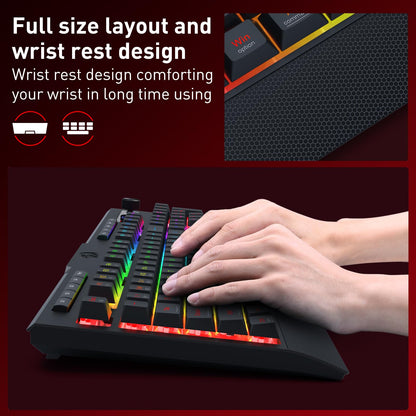 Redragon K525 PRO RGB Wireless Membrane Gaming Keyboard, Screen + Knob
3-Mode Linear Mechanical-Feel Switch, 4 Extra On-Board Macro Keys, Dedicated Media & Display Control, Ergonomic Wrist Rest