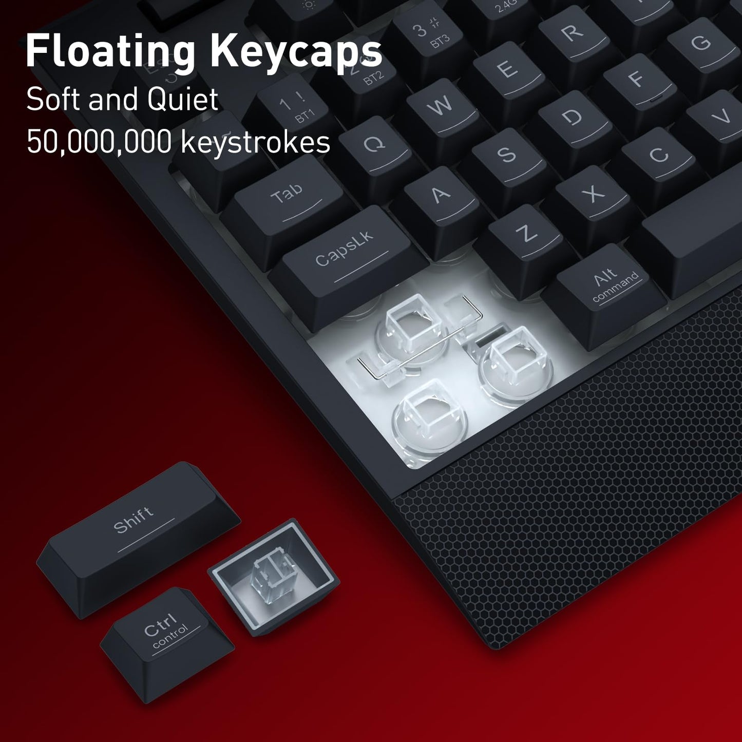 Redragon K525 PRO RGB Wireless Membrane Gaming Keyboard, Screen + Knob
3-Mode Linear Mechanical-Feel Switch, 4 Extra On-Board Macro Keys, Dedicated Media & Display Control, Ergonomic Wrist Rest