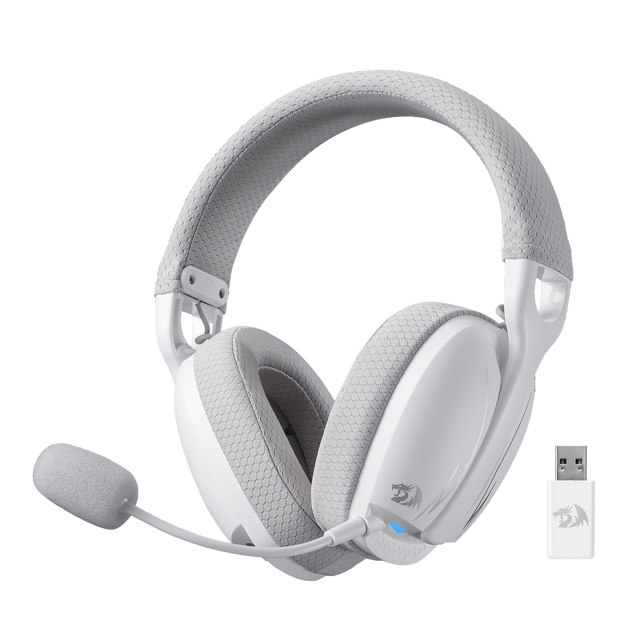 Gray Headset Redragon SKULD PRO H878 3-Mode Wireless Blue LED Gaming Headset ...