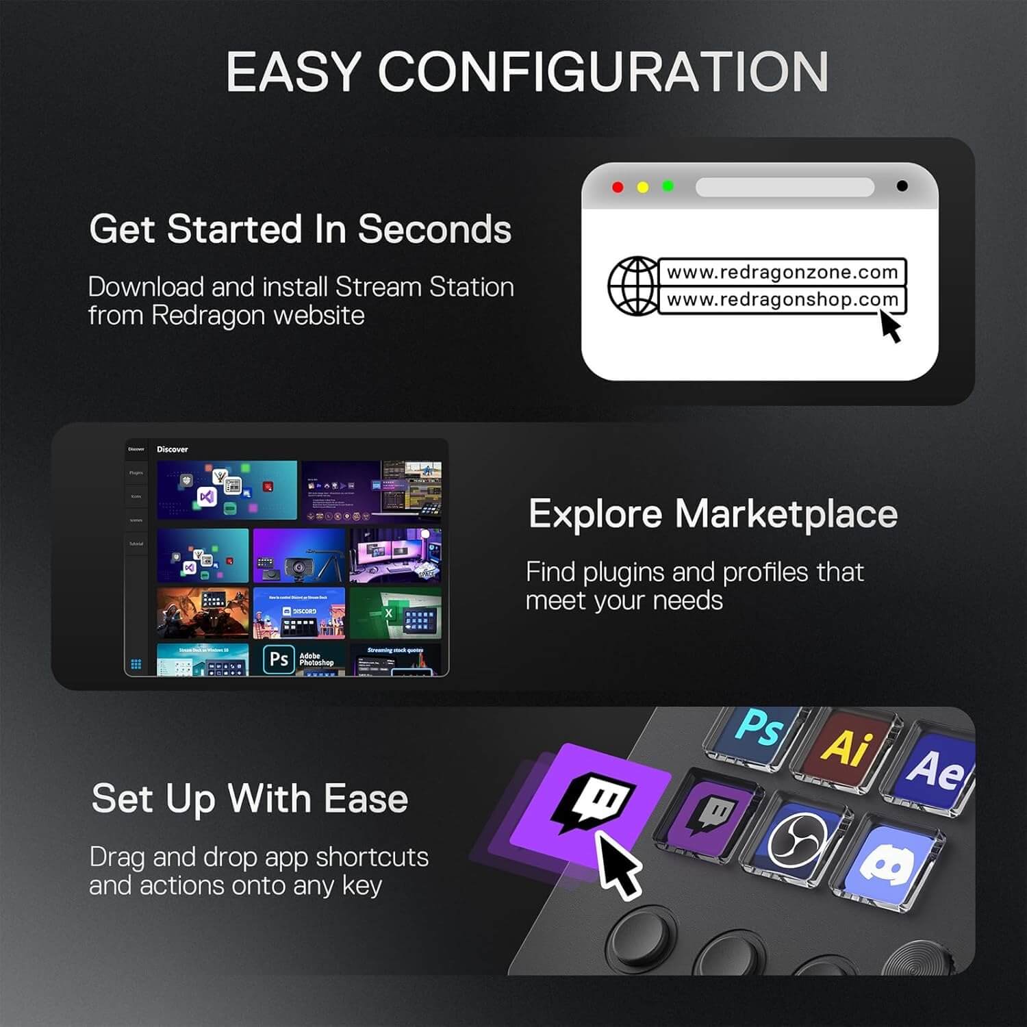 Redragon SS551 Stream Controller - All-in-One Macro Pad, LCD Keys & Dials, Stream Station for Content Creators, Streaming, Gaming - PC & Mac Compatible