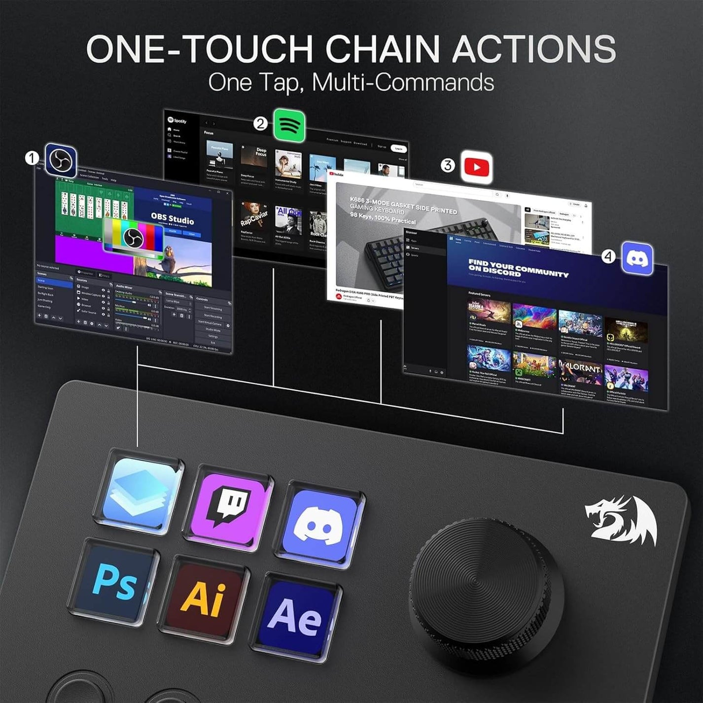 Redragon SS551 Stream Controller | Macro Pad for Gaming & Streaming ...