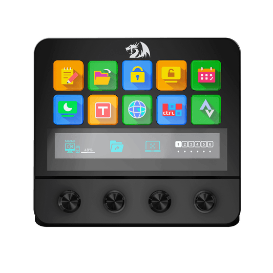 Redragon SS552 Stream Controller Deck - All-in-One Macro Pad with Customization Touch Strip, LCD Keys & Dials, Stream Station for Content Creators, Streaming, Gaming - PC & Mac Compatible