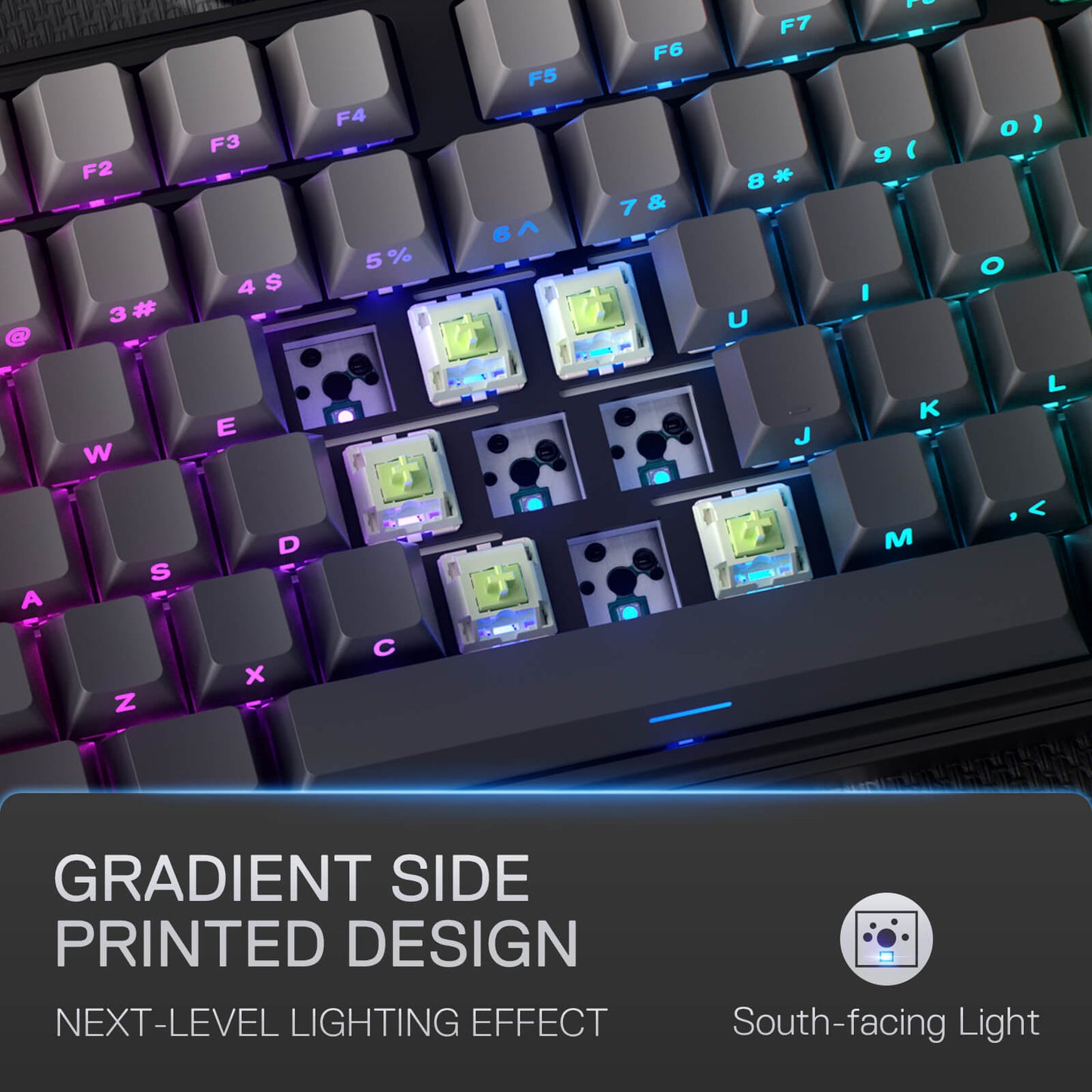 Redragon K707 PRO Gradient 80% Wireless Mechanical Gaming Keyboard – Hot-Swappable TKL with Tri-Mode (USB-C, Bluetooth 5.0, 2.4GHz), Quiet Linear Switches, Noise Dampening, Side-Printed PBT Keycaps, RGB Backlit, Customizable