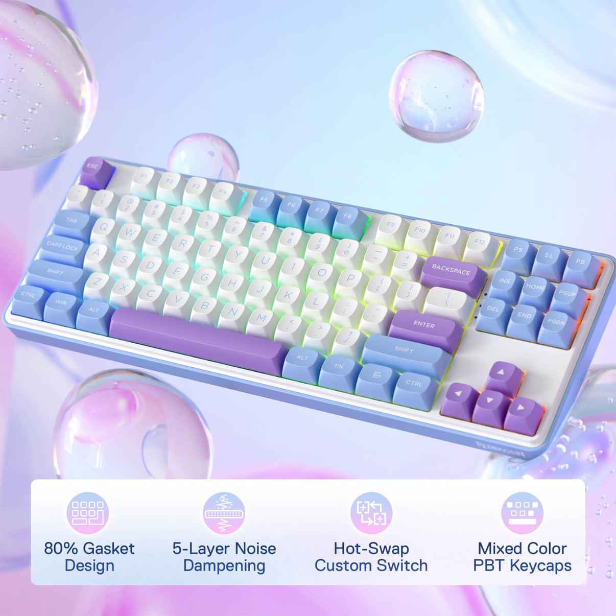 Redragon K707SP RGB Pro Star Blade Charcoal TKL Gasket Wireless Mechanical Keyboard