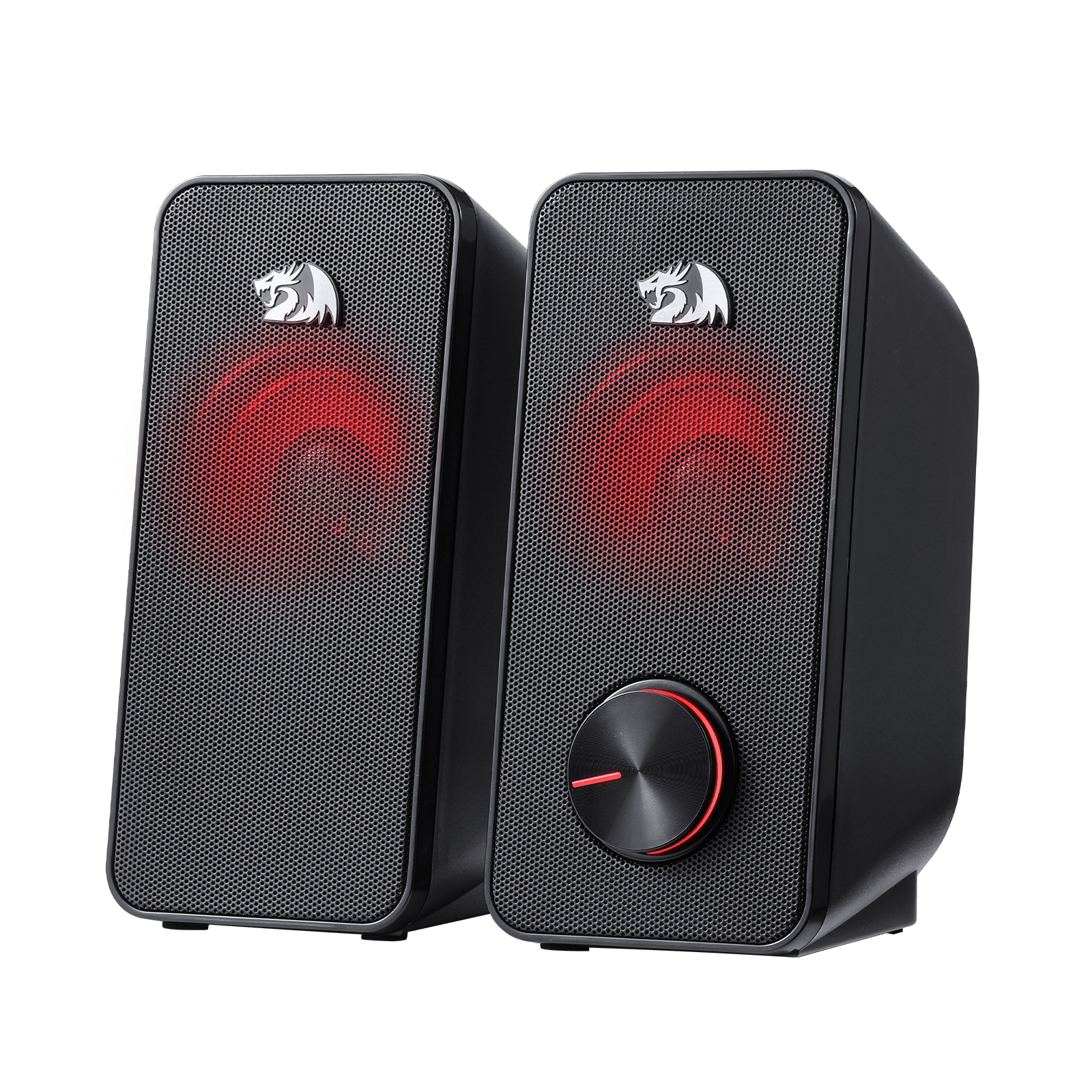 Redragon GS500 Stentor PC Gaming Speaker, 2.0 Channel Stereo Desktop Computer Speaker with Red Backlight, Quality Bass and Crystal Clear Sound, USB Powered with a 3.5mm Connector