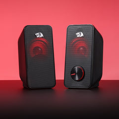 Redragon GS500 Stentor PC Gaming Speaker, 2.0 Channel Stereo Desktop Computer Speaker with Red Backlight, Quality Bass and Crystal Clear Sound, USB Powered with a 3.5mm Connector