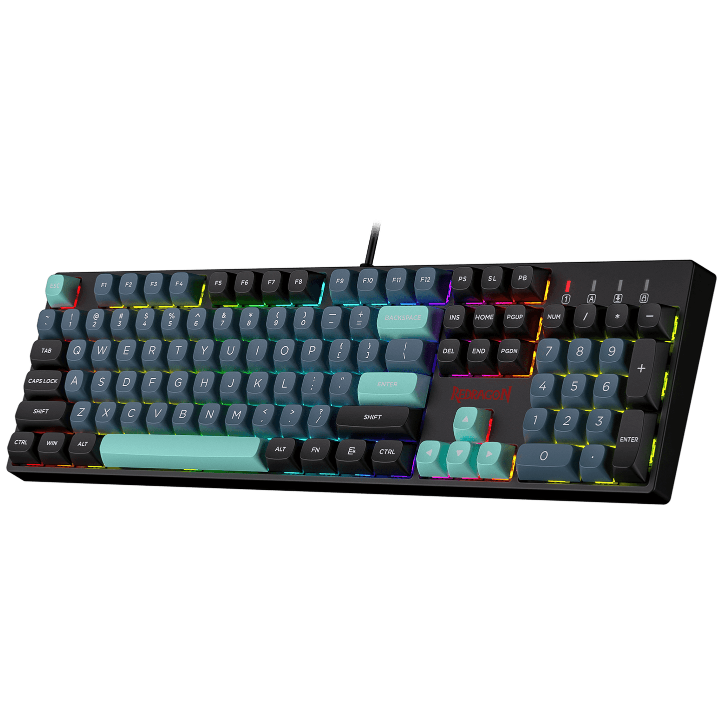 Redragon K582 SE Wired RGB Gaming Keyboard, 104 Keys Mechanical Keyboard w/Mixed Color Round PBT Keycaps, Dynamic 16.8M RGB Backlit & Linear Red Switch, Redefine Software Supported