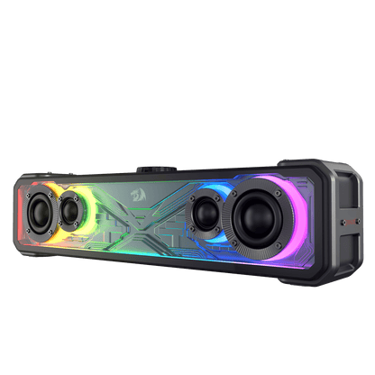 Redragon GS817 RGB Desktop Soundbar, 2.0 Channel Stereo Speakers for Desktop w/Massive 30W Max Power, Touch-Control, Bluetooth 5.3 & 3.5mm AUX Inputs, Black