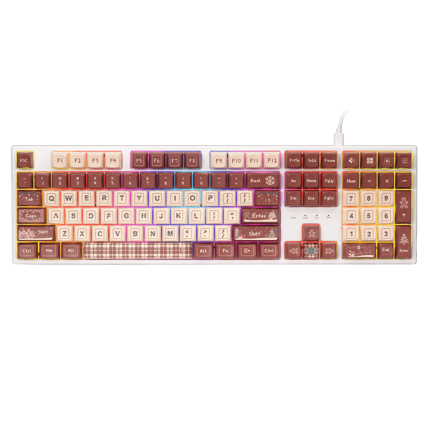 Redragon K668 Xmas Wired Gasket RGB Gaming Keyboard, 108 Keys Mechanical Keyboard w/Extra 4 Hotkeys, Upgraded Hot-swappable Socket, Sound Absorbing Foam, Christmas Gingerbread Man Themed Cute Keycaps