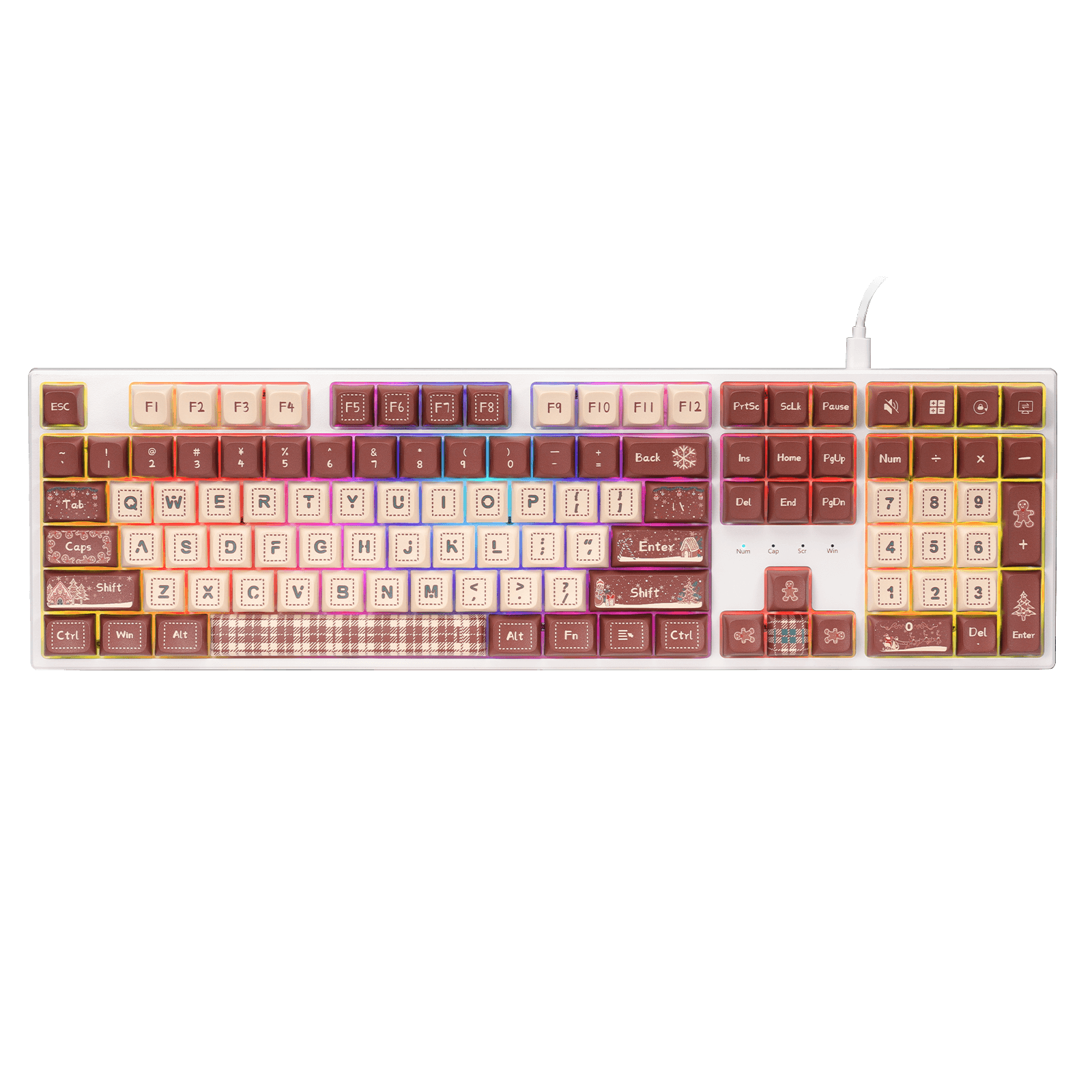 Redragon K668 Xmas Wired Gasket RGB Gaming Keyboard, 108 Keys Mechanical Keyboard w/Extra 4 Hotkeys, Upgraded Hot-swappable Socket, Sound Absorbing Foam, Christmas Gingerbread Man Themed Cute Keycaps