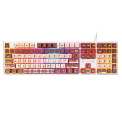 Redragon K668 Xmas Wired Gasket RGB Gaming Keyboard, 108 Keys Mechanical Keyboard w/Extra 4 Hotkeys, Upgraded Hot-swappable Socket, Sound Absorbing Foam, Christmas Gingerbread Man Themed Cute Keycaps