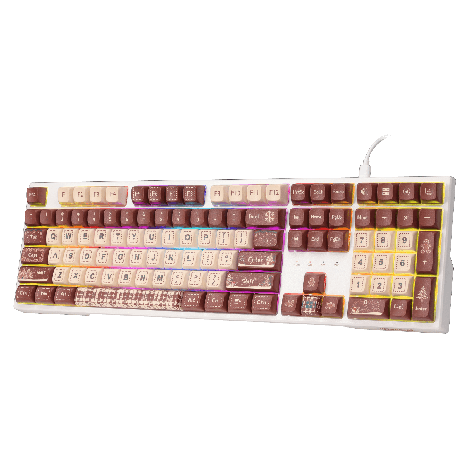 Redragon K668 Xmas Wired Gasket RGB Gaming Keyboard, 108 Keys Mechanical Keyboard w/Extra 4 Hotkeys, Upgraded Hot-swappable Socket, Sound Absorbing Foam, Christmas Gingerbread Man Themed Cute Keycaps