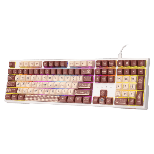 Redragon K668 Xmas Wired Gasket RGB Gaming Keyboard, 108 Keys Mechanical Keyboard w/Extra 4 Hotkeys, Upgraded Hot-swappable Socket, Sound Absorbing Foam, Christmas Gingerbread Man Themed Cute Keycaps