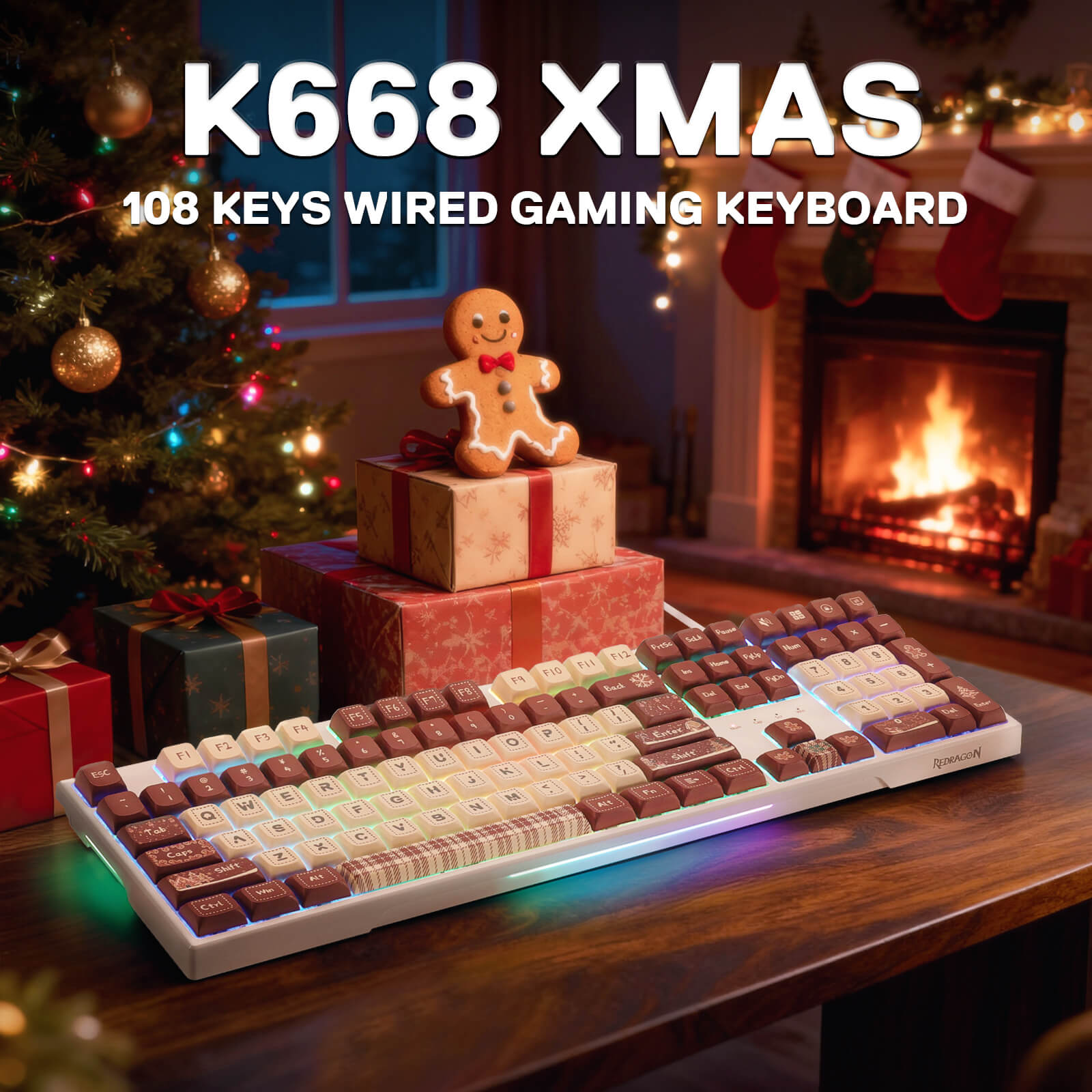 Redragon TRUNDLE K668 Xmas Edition Full-Size RGB Gaming Keyboard