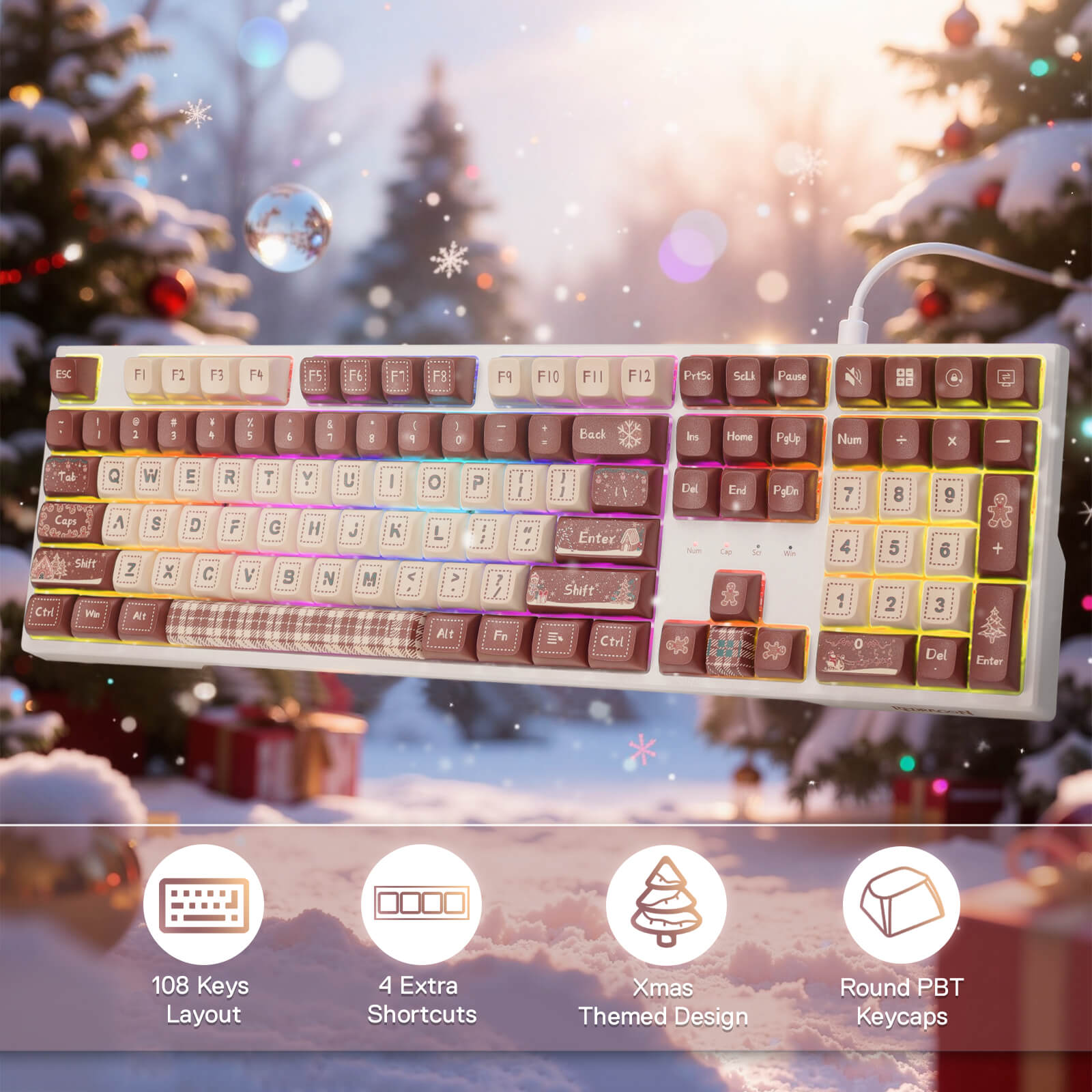 Redragon TRUNDLE K668 Xmas Edition Full-Size RGB Gaming Keyboard