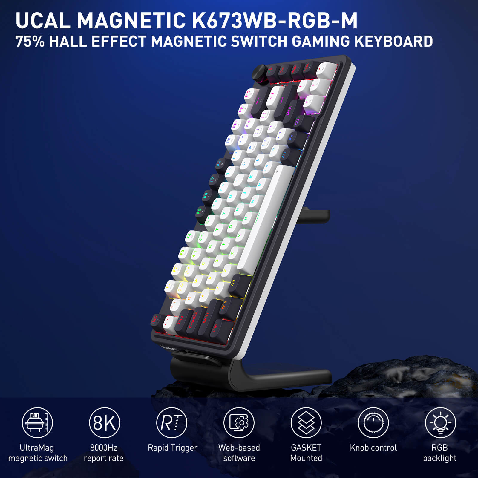 Redragon Gaming keyboard with RGB backlight on a dark blue background