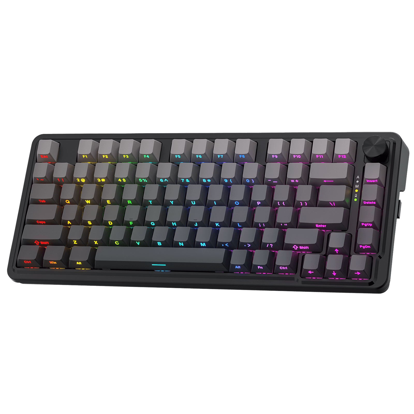 Redragon K673 GB 75% Wireless Gasket RGB Gaming Keyboard, 3-Modes 81 Keys PBT Compact Mechanical Keyboard w/Hot-Swap Socket, Dedicated Knob Control & 5-Layer Noise Dampening, Custom Linear Switch