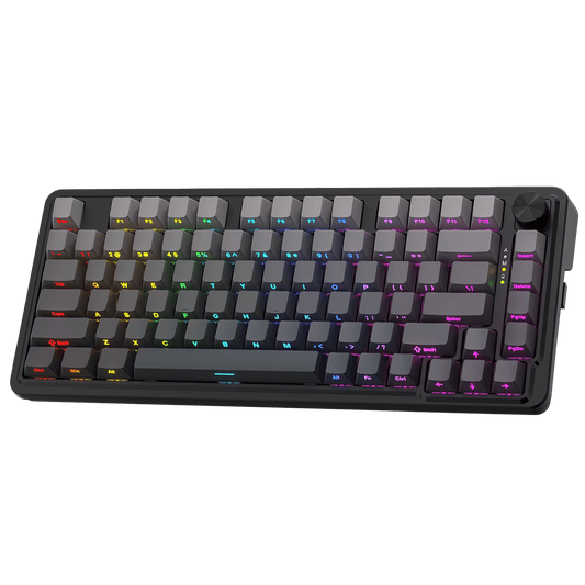 Redragon K673 GB 75% Wireless Gasket RGB Gaming Keyboard, 3-Modes 81 Keys PBT Compact Mechanical Keyboard w/Hot-Swap Socket, Dedicated Knob Control & 5-Layer Noise Dampening, Custom Linear Switch