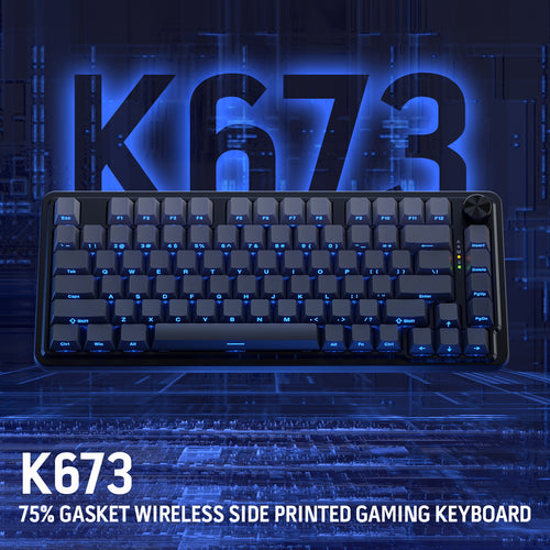 Redragon K673 GB 75% Wireless Gasket RGB Gaming Keyboard, 3-Modes 81 Keys PBT Compact Mechanical Keyboard w/Hot-Swap Socket, Dedicated Knob Control & 5-Layer Noise Dampening, Custom Linear Switch