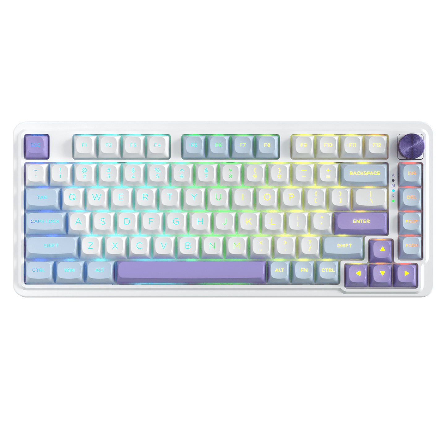 Redragon UCAL MAX K673 MOA Keycaps 75% 81 PBT Keys Hot-Swappable Gaming Keyboard in Moonrise Violet