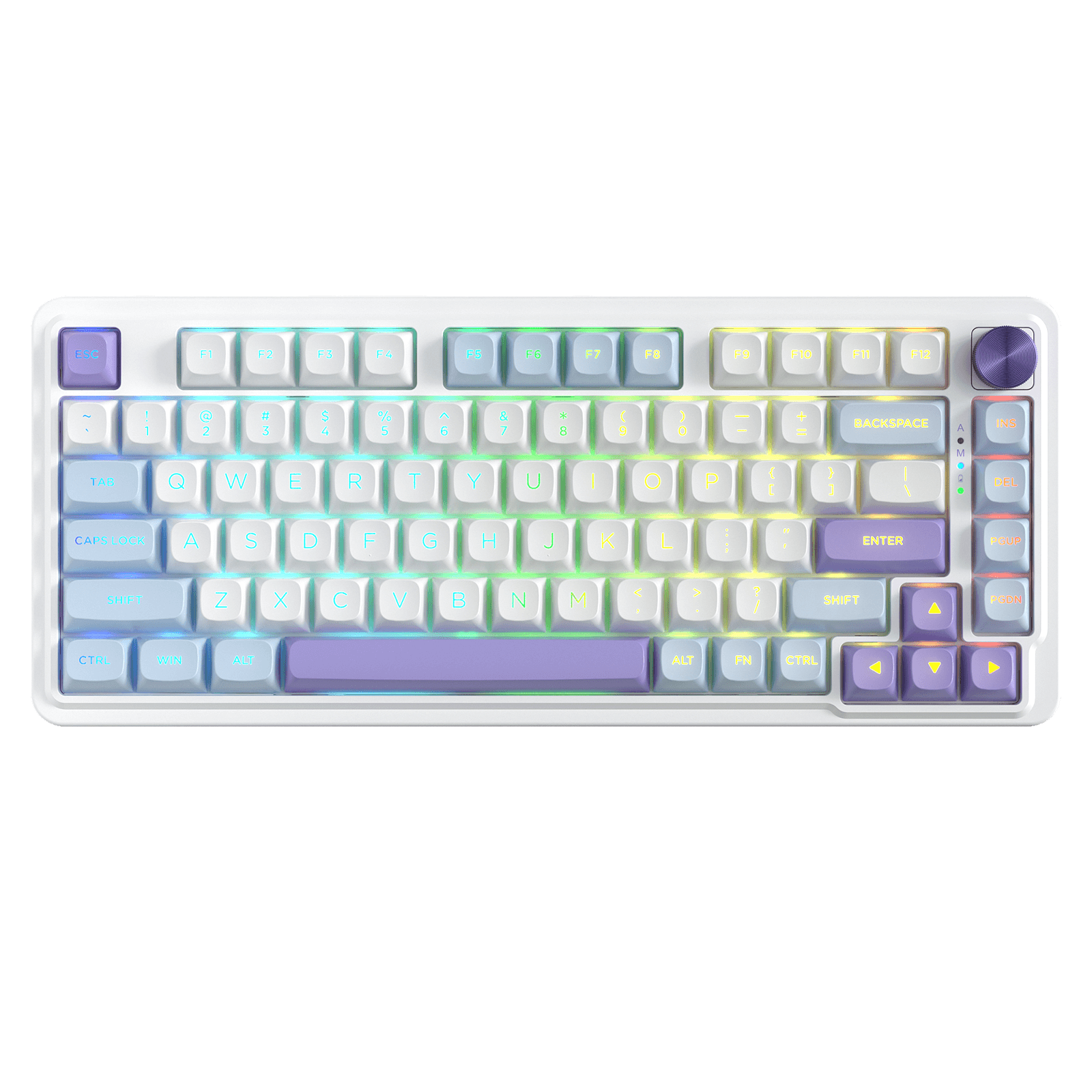 Redragon UCAL MAX K673 MOA Keycaps 75% 81 PBT Keys Hot-Swappable Gaming Keyboard in Moonrise Violet