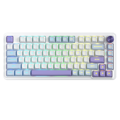 Redragon UCAL MAX K673 MOA Keycaps 75% 81 PBT Keys Hot-Swappable Gaming Keyboard in Moonrise Violet